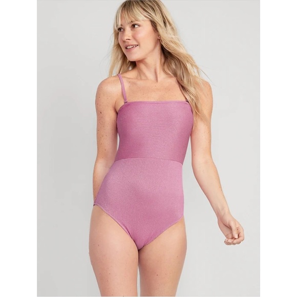 NWT Old Navy Convertible Metallic Shine One-Piece Swimsuit - Picture 1 of 8